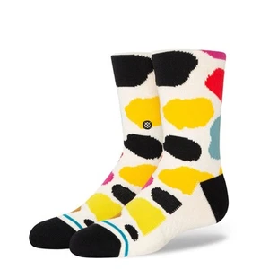 Stance Youth Kids Abstract Dots Kids Crew Socks Off White Size Large 3-5.5 - Picture 1 of 4