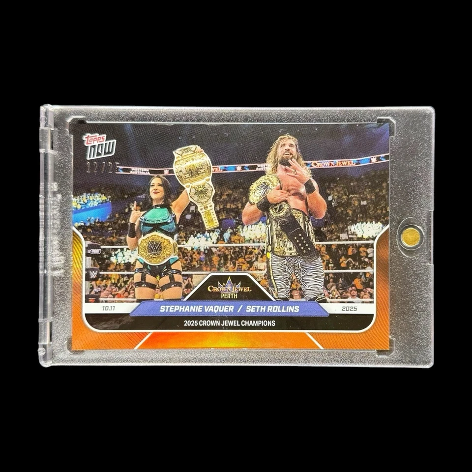 2025 Topps Now WWE Stephanie Vaquer and Seth Freakin Rollins ORANGE /25 - Image 1 of 1