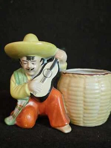 Vintage Planter Mexican Playing Guitar Sombrero Large Basket Occupied Japan - Picture 1 of 14
