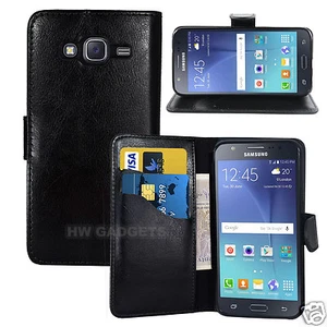 Leather Wallet Flip Case Cover for Samsung Galaxy J2 - FULL BODY PROTECTION - Picture 1 of 2