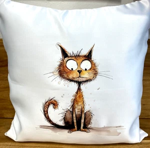 Fun Cute Ginger Cat Cushion Removable Cover & Insert Throw Pillow 40x40 approx - Picture 1 of 7