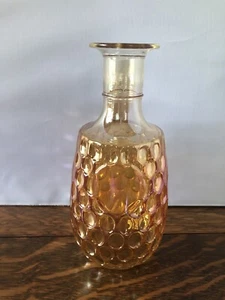 Vintage Old Forester Marigold Iridescent Carnival Glass Honeycomb Decanter MCM - Picture 1 of 9