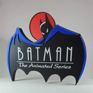 Insegna Batman La Serie Animata Logo Stampato in 3D Display Art 8" x 6 1/4" Nuova - Foto 1 di 5