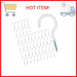MJIYA 50 PCS Vinyl Coated Ceiling Hooks Question Mark Shape Hook Heavy Duty Scre - Picture 1 of 2