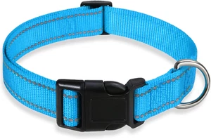 Reflective Dog Collar with Buckle Adjustable Safety Nylon Collars for Small Medi - Picture 1 of 12