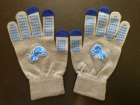 Detroit Lions NFL Winter Knit Gloves, New Never Used Youth Adult W Or Small M Cover