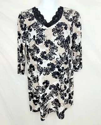 Soma Intimates Nightgown Size L Womens Brown Black Floral Print Pajama Shirt - Image 1 of 3