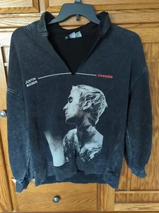 Women's Justin Beiber "Changes" Album Merch Tour Dark Gray Hoodie Sz. XS - Picture 1 of 4