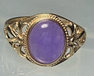 Unique and Rare Antique Lavender Jade Ring in 10K Gold - Picture 1 of 4