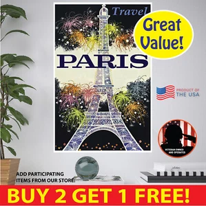 Paris France Retro POSTER/MULTI. FORMATS/PAPER/CANVAS/VINYL/POSTCARD/STICKER - Picture 1 of 17
