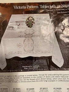 Vintage Leewards Stamped for Embroidery Victorian Rectangular Tablecloth 50x68 - Picture 1 of 6