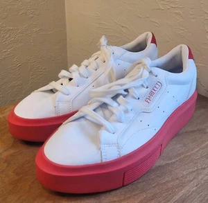 Size 8.5- Adidas Womens Fiorucci X Sleek Super EE4719 White Red Sneaker Platform - Picture 1 of 15