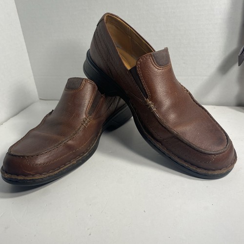 Mocassino Clarks uomo pelle marrone slip on scarpe casual Clark's taglia 9M