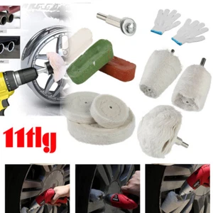 11tlg. Chrom-Alu Felgen Polierset Polierscheibe Politur Polierköpfe Polierpaste - Bild 1 von 13