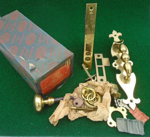 NOS COMPLETE CORBIN 1348 1/2 PUSH BUTTON ENTRY MORTISE LOCK wCYLINDER KEY(19327) Cover