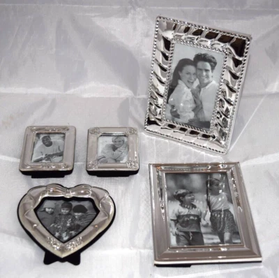 Set of 5 Silver Plated Picture Frames Style #11112124 May Department Store New - Image 1 of 4
