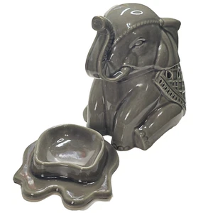 BH&G Ceramic Elephant Electric Scented Wax Warmer Inverted Tray 25W Bulb Gray - Picture 1 of 16