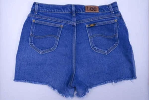 70s Lee Cut Off Dark Denim High Waisted Shorts W 32 - Picture 1 of 5