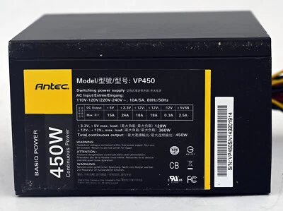 Fuente de alimentación conmutada Antec VP450 450W alimentación básica Foto 1 de 4