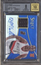 C.J. McCollum 2013-14 Panini Select 19 Rookie Jersey Auto Blue RC 35/35 BGS 8/10