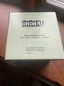 Ririku Set of 4 Resin Coasters 4"x4" Square Round ~ New NIB (x4) - Picture 1 of 3