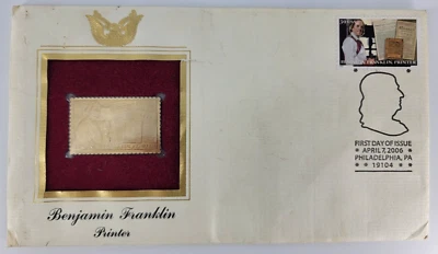 Benjamin Franklin Printer ~ 39¢ Stamp ~ FDOI Golden Replica ~ 2006 - Image 1 of 4