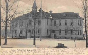 Public School Evart Michigan 1910 postcard - Picture 1 of 2