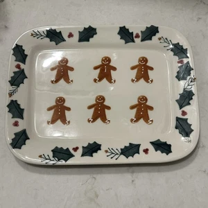 Plato para servir Navidad vintage Hartstone Pottery Gingerbread Holly Berry - Imagen 1 de 10