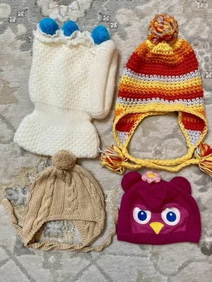 Lote de 4 Sombreros de Invierno para Bebé Casco Gorro Diseños Algodón Talla 0-6 mos Multicolor - Imagen 1 de 4