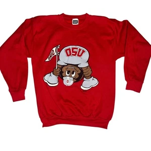 Felpa girocollo vintage Tultex anni 90 OSU Brutus buckeye grafica rossa taglia XL - Foto 1 di 8