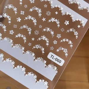 5D Floral French Nail Art Sticker Ultra-thin Slider Decoration Decals - Picture 1 of 14