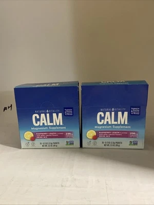 2x Natural Vitality Calm Magnesio Suplemento Frambuesa-Limón 30ct 08/27 Foto 1 de 4