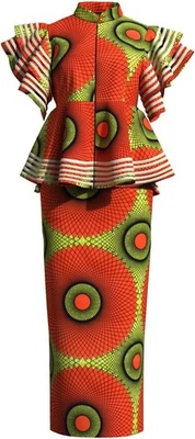 African Dresses Clothing Dashiki Dress Women Skirt Set Print Ankara Zipper Top - Image 1 of 4