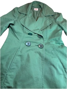 Tulle Pea Coat 3/4 Sleeves Buttons Anthropologie Green Size L Women’s Jacket - Picture 1 of 13