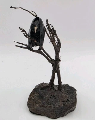 ROGER SWEZEY Vulture in Tree Gothic Folk Art  Shells Sculpture Halloween Signed - Image 1 of 4