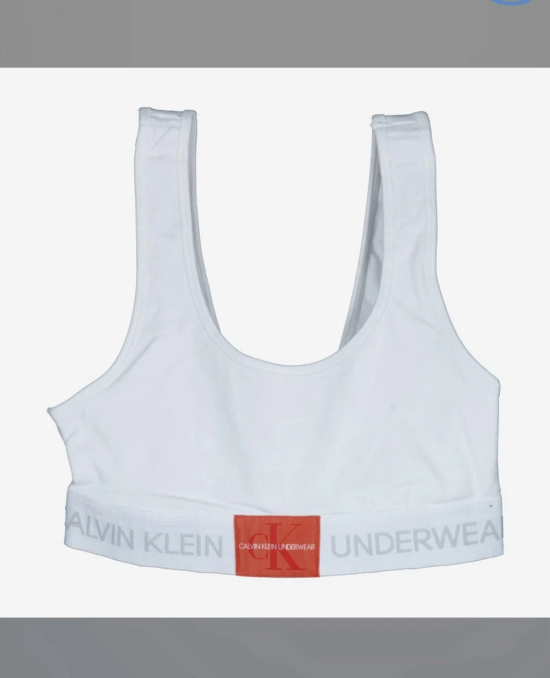 CALVIN KLEIN White Logo Sports Bralette Women New Size Xs White Gift for Her - Image 1 of 2