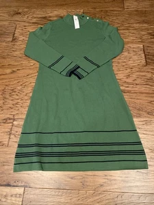 Ann Taylor grünes Strickpulloverkleid mit goldenen Knöpfen - Größe L neu mit Etikett - Bild 1 von 5
