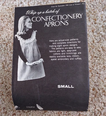 Woman's Day Confectionery Aprons Sewing Pattern Size Small September 1966 - Image 1 of 4