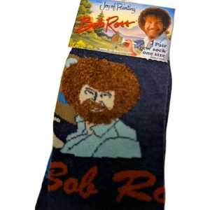 KOSTENLOSER VERSAND! Neu mit Etikett The Joy of Painting Bob Ross Neuheit Socken pelziges Haar Socken - Bild 1 von 3