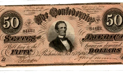 $50 "CONFEDERATE"  (BLUEBACK) "1800'S" $50 RARE " $50 "CONFEDERATE" CRISPY!!!!!! - Image 1 of 3