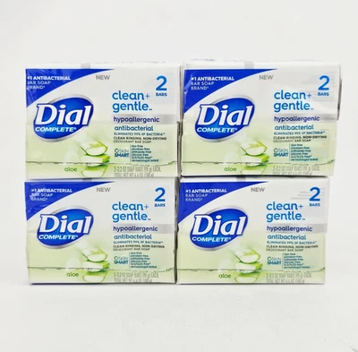 Dial Completo Limpio Suave Barra Jabón Aloe Hipoalergénico Antibacteriano 2pk Lote 4 Foto 1 de 4