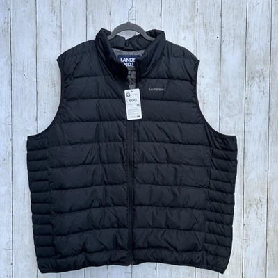 Lands' End Vest Mens 3XL Tall Black 600 Fill Down Puffer Warm Quilted Zip RDS - Image 1 of 4