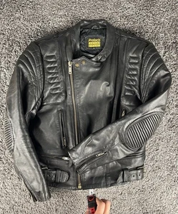 Vintage Protech Leather Motorcycle Jacket, 80s 90s Rocky Balboa, Size 44 Large - Picture 1 of 19