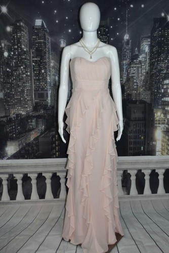 VALENTINO Abito lungo formale Monica Belle Badgley Mischka nuovo con etichette 10 ruches scollo a cuore