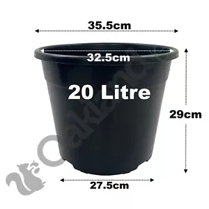 Black Plastic Plant Pots 1 2 3 4 5 7.5 10 12 15 20 Litre Large Flower Pot Strong - Picture 1 of 45
