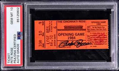 1984 Pete Rose Signed Opening Game Ticket PSA/DNA 10 GEM MINT - Image 1 of 2