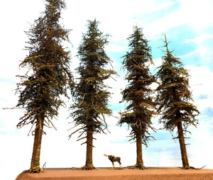 FOUR PREMIUM Model Fir Trees, 11" Tall, Handmade USA, Amazing, HO-N-O-S, LowShip - Picture 1 of 12