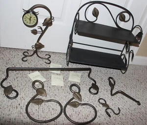 Reloj Estante Toalla Inodoro Decoración Baño Pesado Cepillado Hoja Metal Bronce Esculpido - Imagen 1 de 7