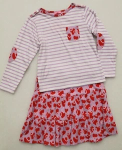 BISBY GIRL'S SIZE 7 SKORT CASUAL LONG SLEEVED TOP SET HEARTS RED PURPLE NEW - Picture 1 of 8