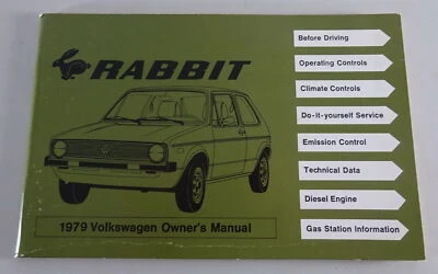 Manual Del Propietario / Manual VW Rabbit / Golf I/1 Modelo US Desde 08/1978 - Imagen 1 de 2